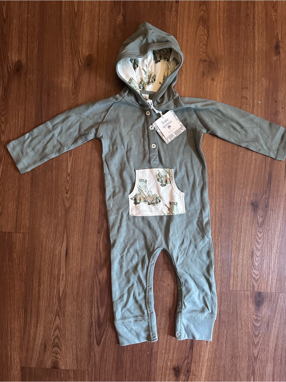 kate quinn Sage Green Hooded One-Piece   Organic cotton